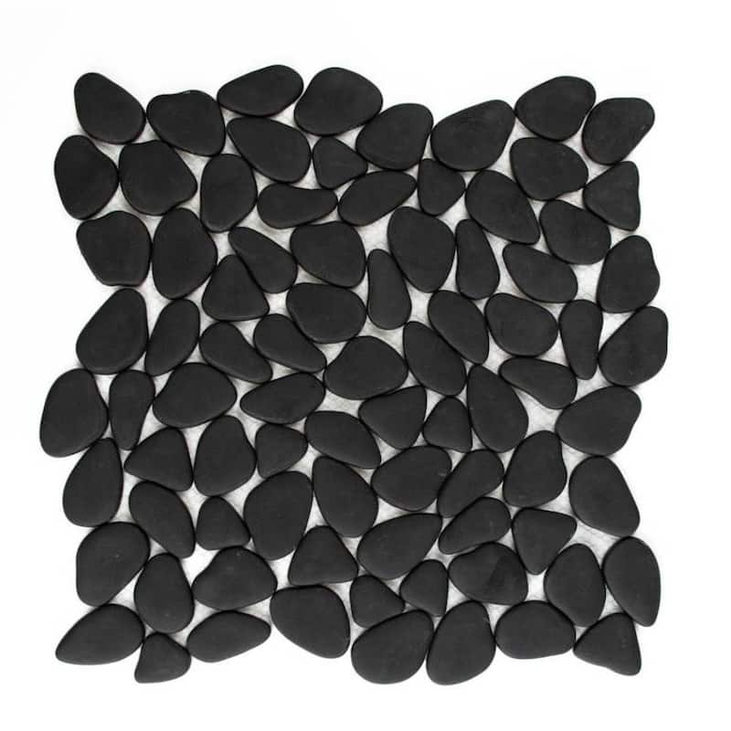 Huron Rock 12x12 Matte Glass Pebble Mosaic Tile - Floor, Wall, Backsplash