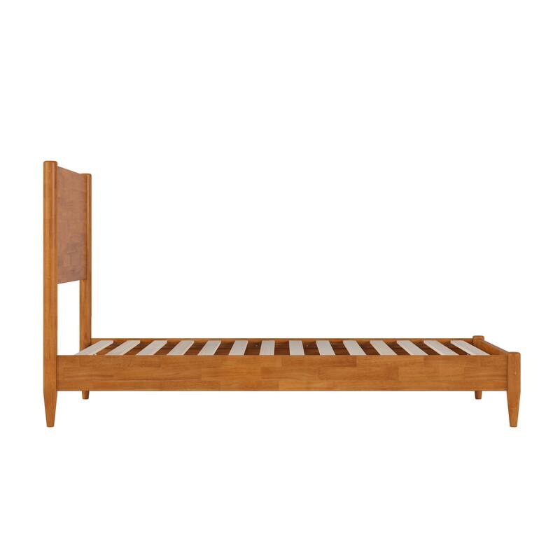 Gothic Grace Solid Wood Platform Bed - Low Profile Twin Bed Frame - Light Toffee Finish