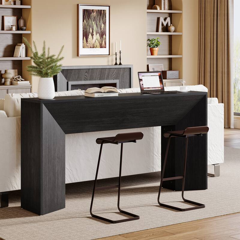 63 Inch Modern Black Entryway Console Table for Living Room - 63" W x 11.8" D x 32.3" H - Black