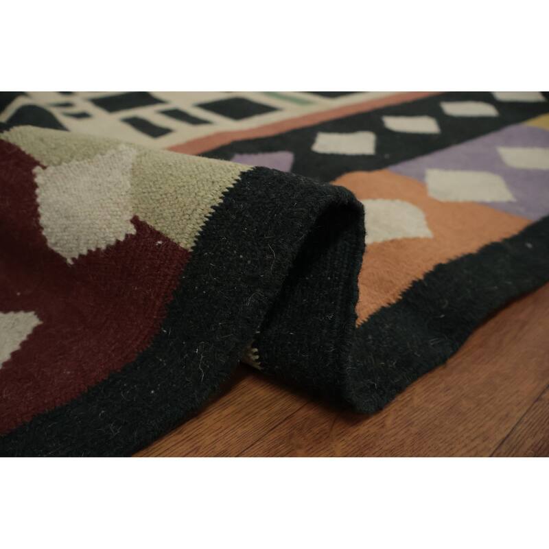 Hand Woven Oriental 100% Wool Carpet Southwestern Modern Multi-Colored Kilim Area Rug - 14' 0'' X 9' 2''