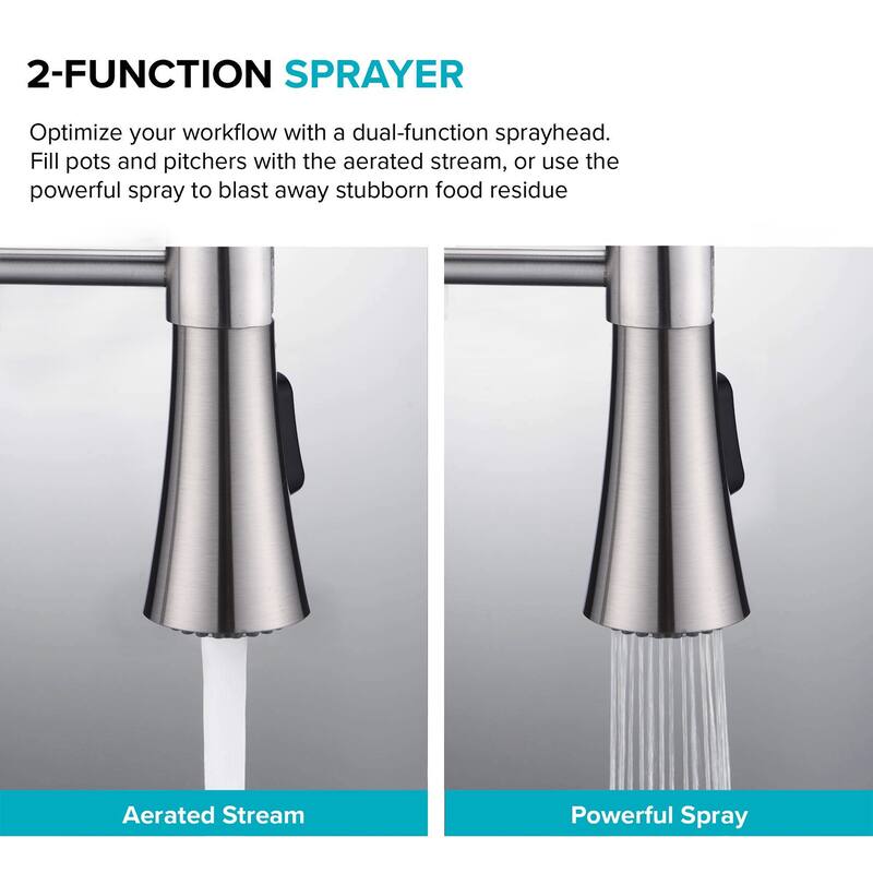 BATHLET Single Handle Kitchen Sink Faucet with 2-Function Pull Out Sprayer