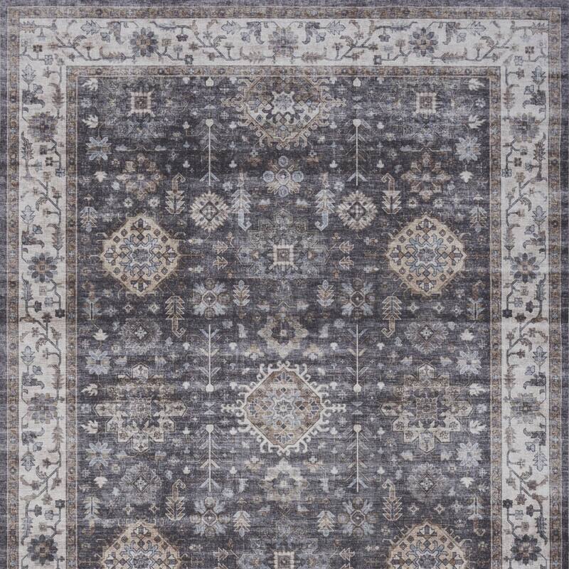 Fice Power Loomed Distressed Non Skid Stain Resistant Area Rug By HomeRoots - 84' X '60' X '0.25