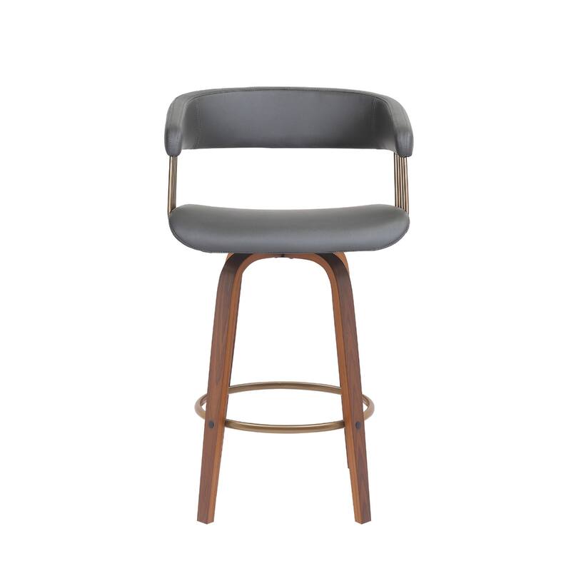 Modern Faux Leather Swivel Bar Stool with Full Back and Bucket Seat