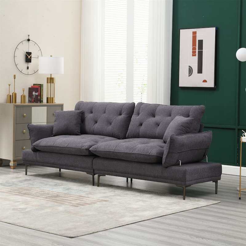 Velvet Sleeper Sofa with Wood Frame and Metal Feet