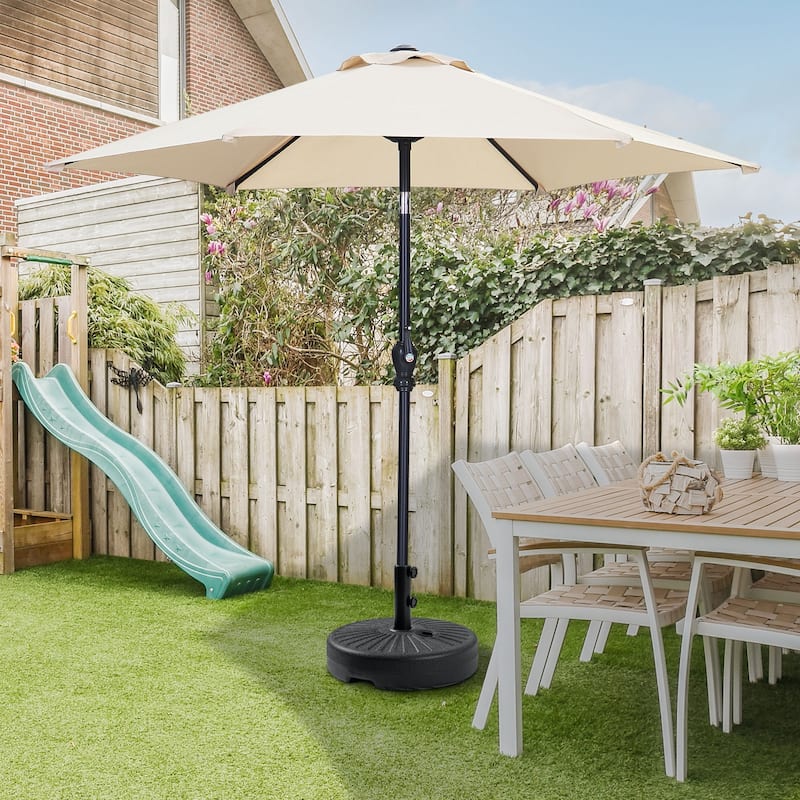 Autlaycil 7.5FT Solar Patio Umbrella with Base and Tilt,Crank - Khaki
