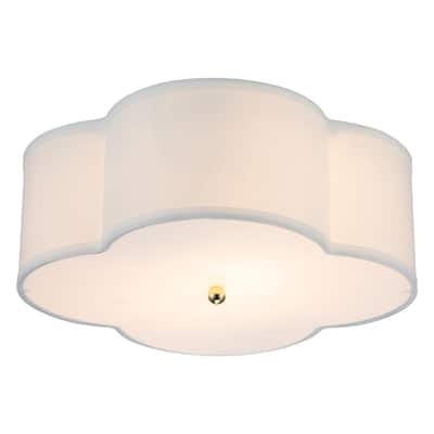 2-Light White Linen Flush Mount with Acrylic diffuser