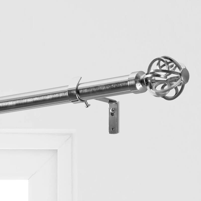 Exclusive Fabrics Modern Orb Extendable Metal Rod Set, 52 - 144 - 52" - 144" - Nickel
