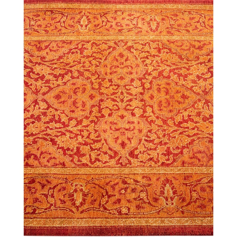 Overton Hand Knotted Wool Traditional Oriental Orange Runner