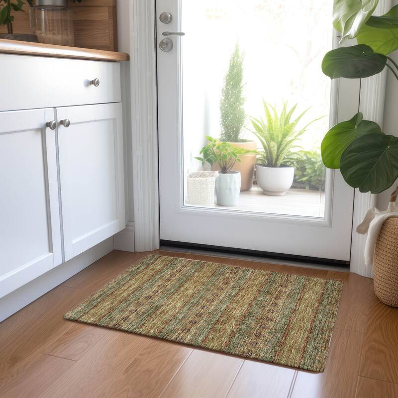 Machine Washable Indoor/ Outdoor Chantille Ombre Stripes Rug - 1'8" x 2'6" - Green