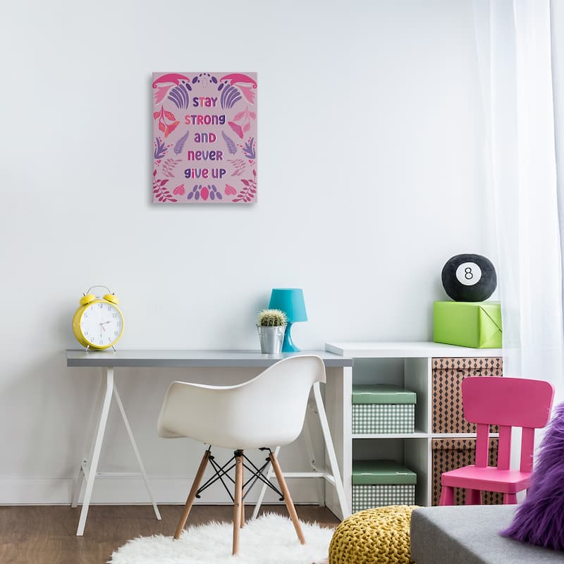 Stupell Never Give Up on Purple Canvas Wall Art Design By Julia Fox