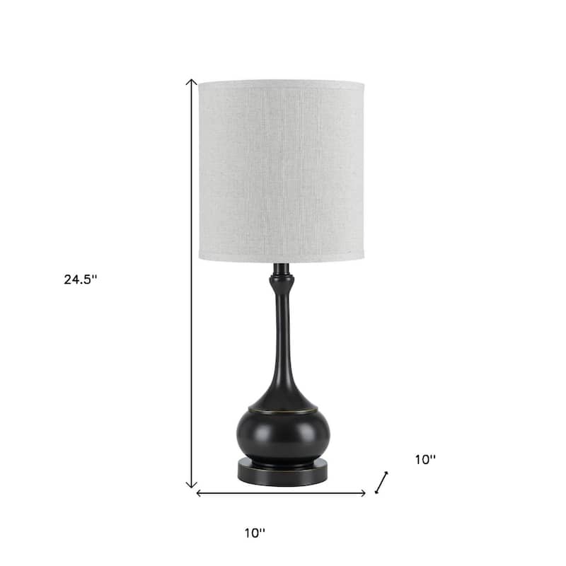 25 Inch Metal Table Lamp with Cone Shade and Rotary Socket Switch - 10” x 10” x 24.50”