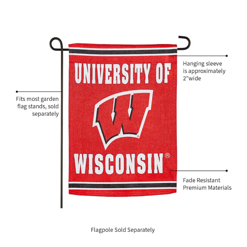 Embossed Suede Flag, Garden Size, University of Wisconsin-Madison