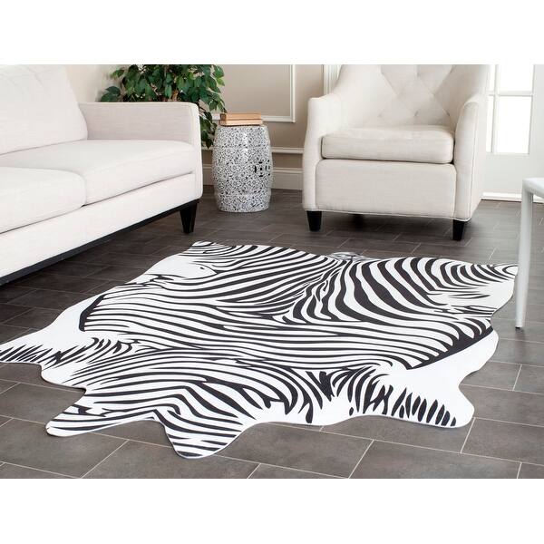 Shop Safavieh Faux Zebra Black White Polyester Rug 5 X 6 6