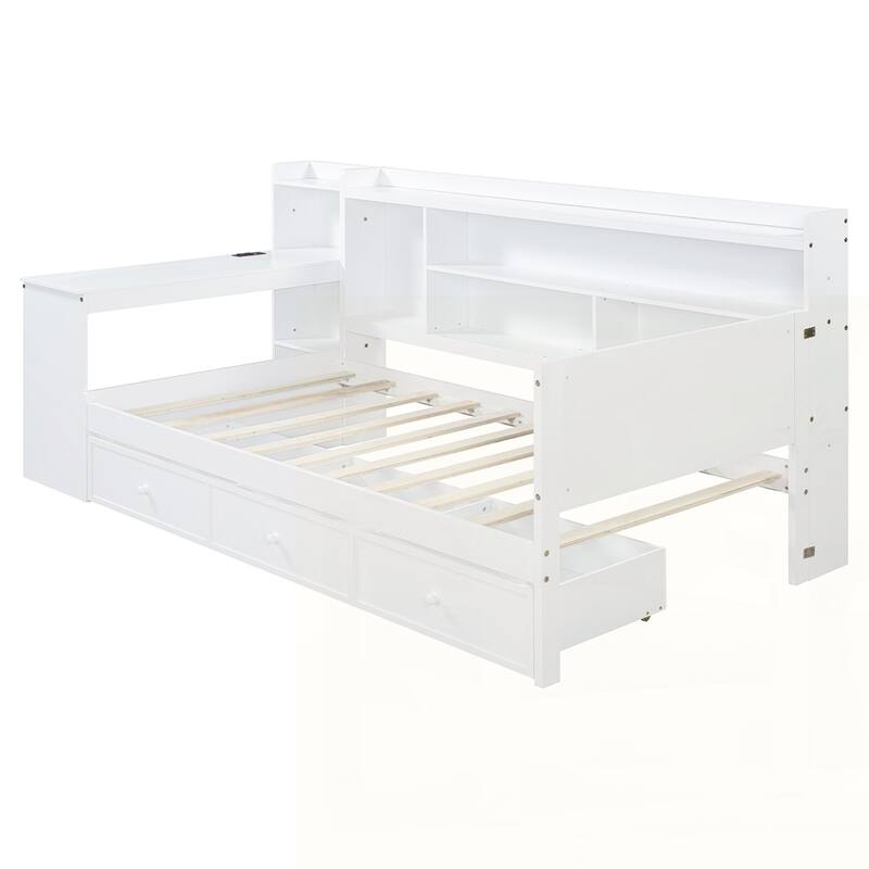 Wooden Daybed With 3 Drawers and USB Ports