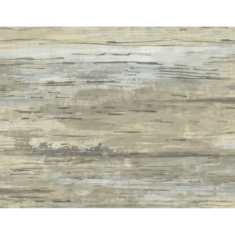 Seabrook Designs Cyprus Plank Faux Unpasted Wallpaper - 27 in. W x 27 ft. L - Metallic Greige and Taupe