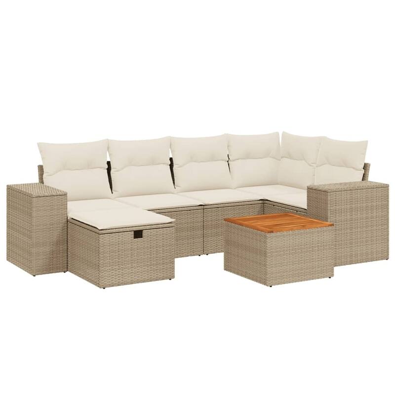 vidaXL Patio Sofa Set with Cushions Outdoor Furniture 7 Piece Poly Rattan