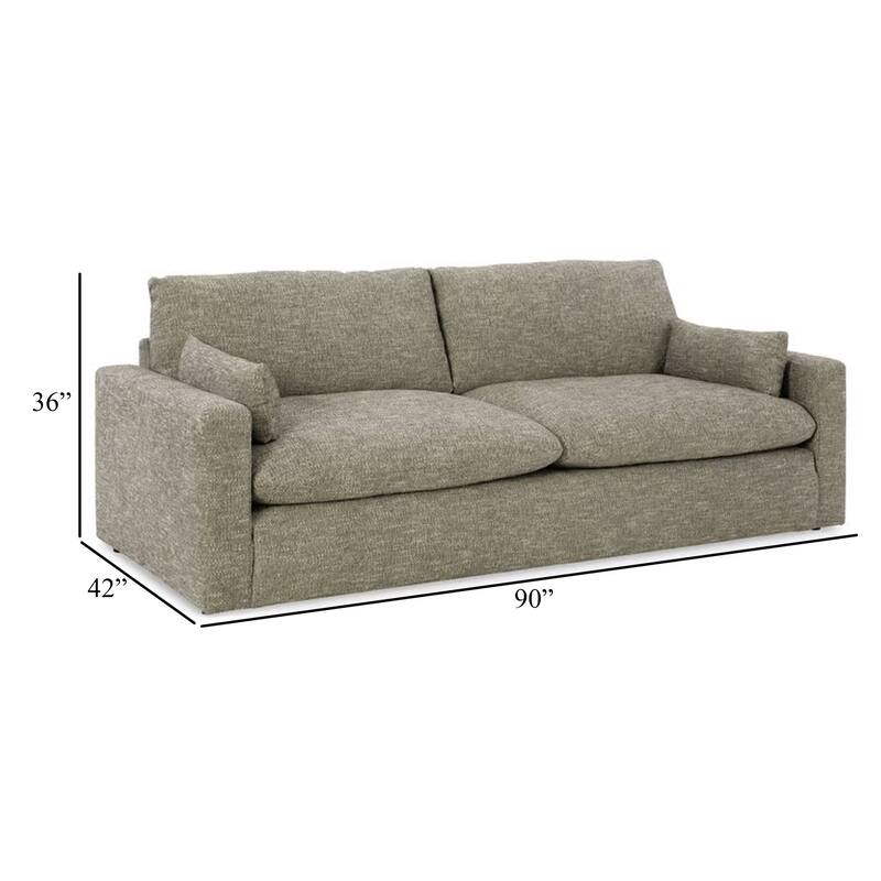 Yezi Loveseat, 90 Inch, 2 Pillows, Granite Gray Polyester, Foam Fill