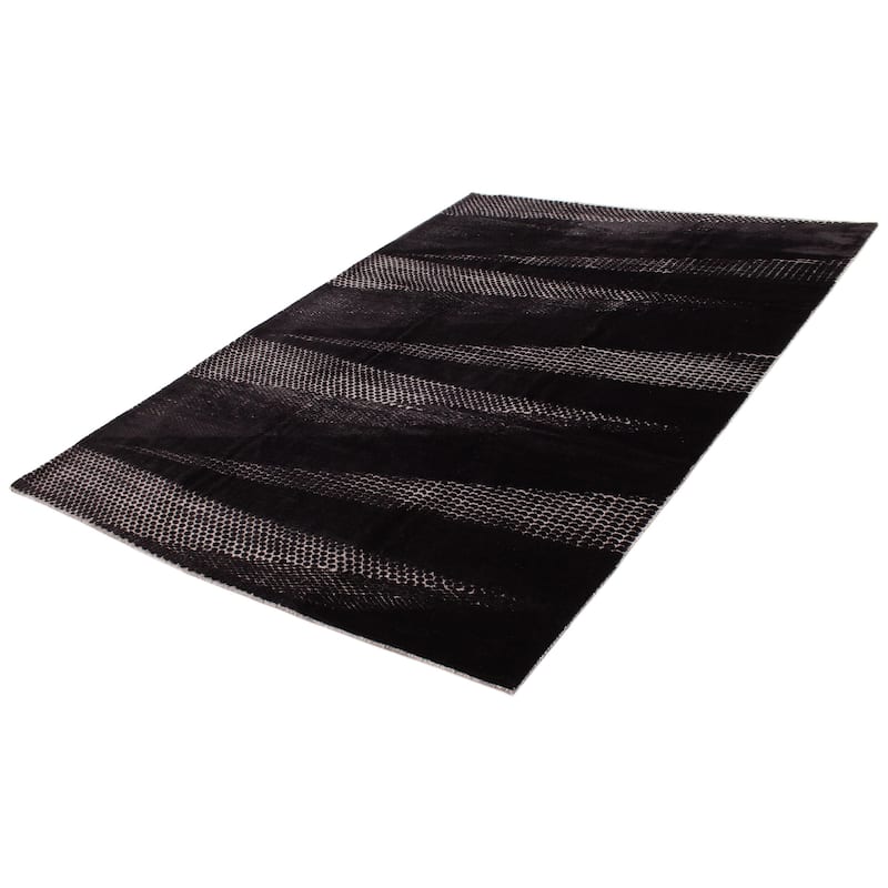 ECARPETGALLERY Hand-knotted Tangier Black Wool Rug - 8'2 x 11'6