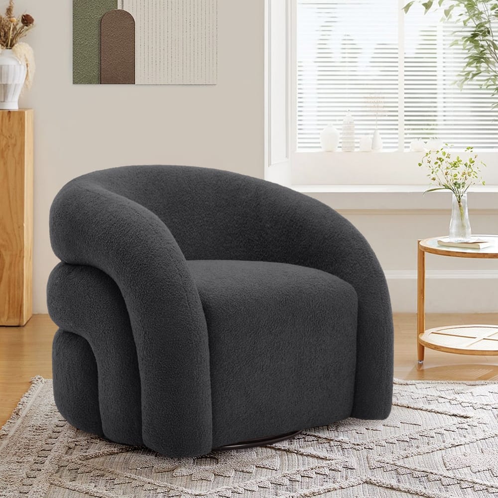 Upholstered Swivel Barrel Accent Chair