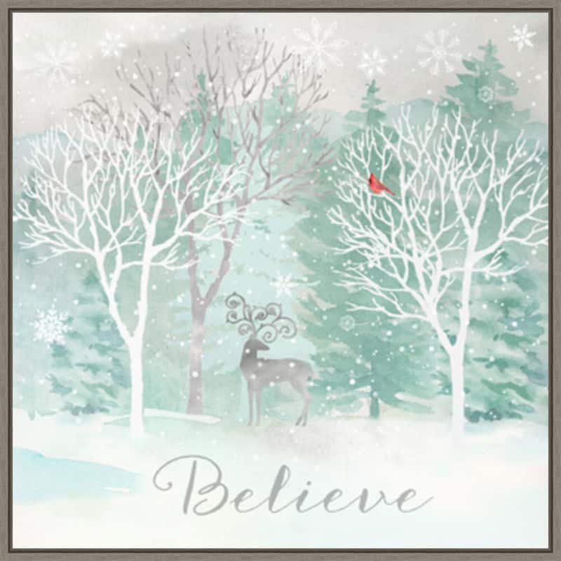 Peace on Earth Silver I by Cynthia Coulter Canvas Art Framed - 22 x 22 in