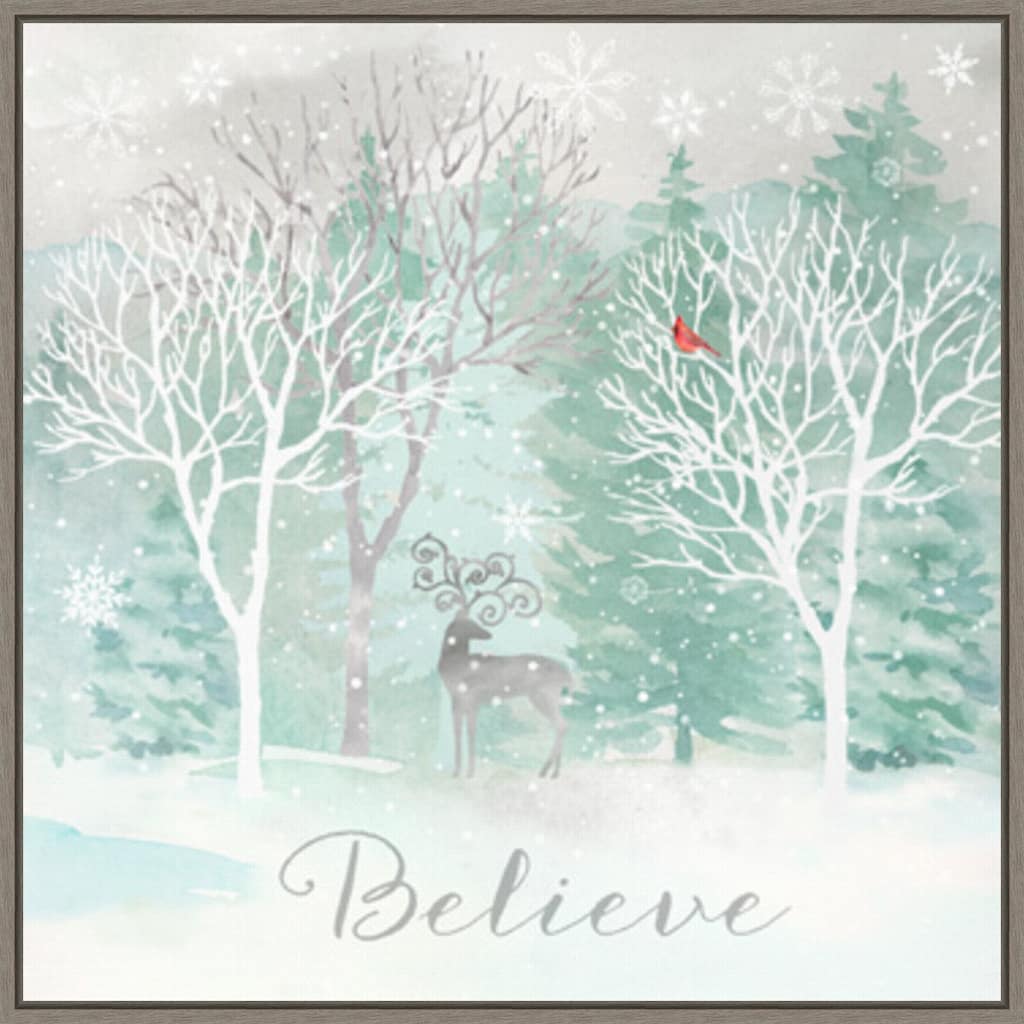 Peace on Earth Silver I by Cynthia Coulter Canvas Art Framed - 22 x 22 in