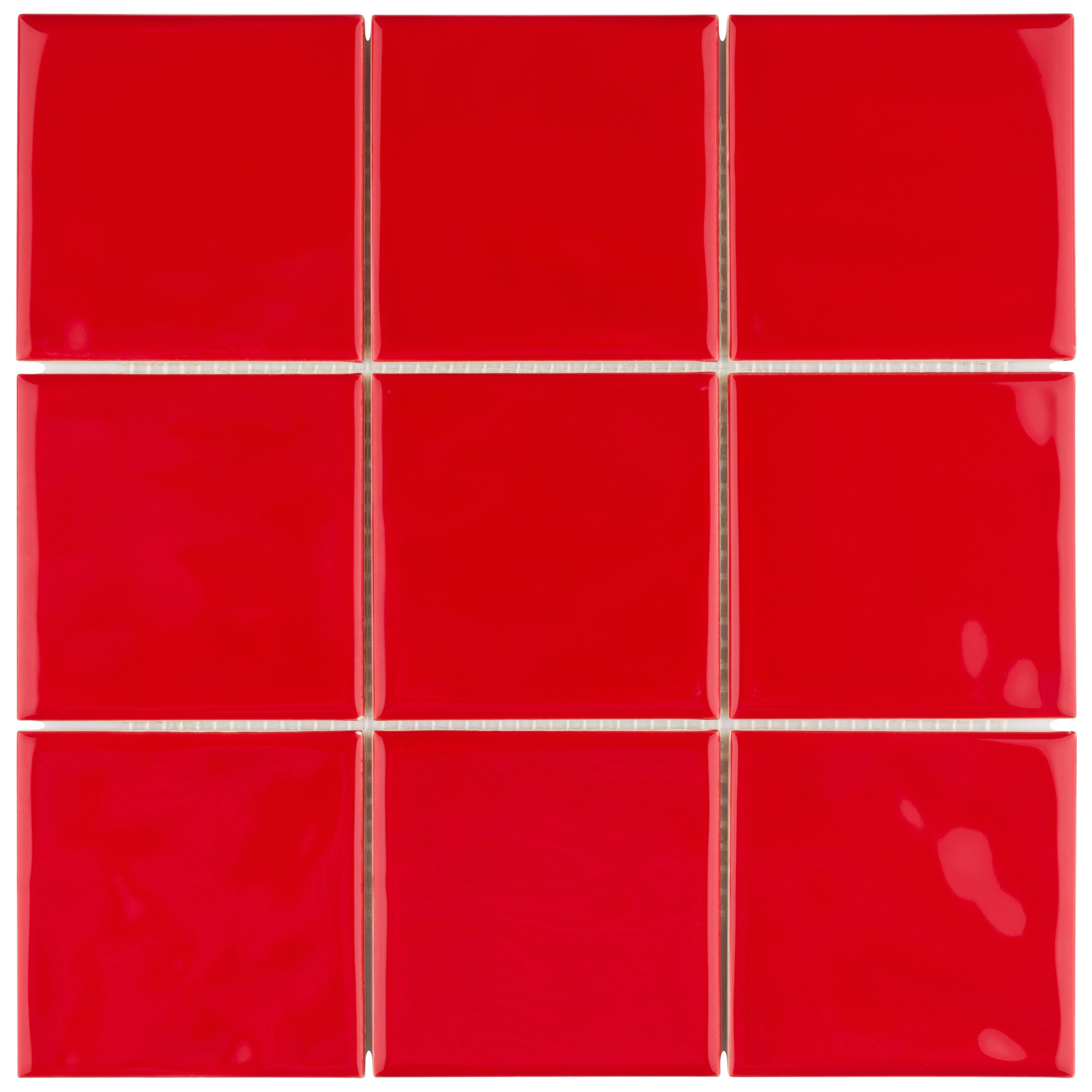Merola Tile Twist Square Red Cherry 11-3/4" x 11-3/4" Ceramic Mosaic Wall Tile