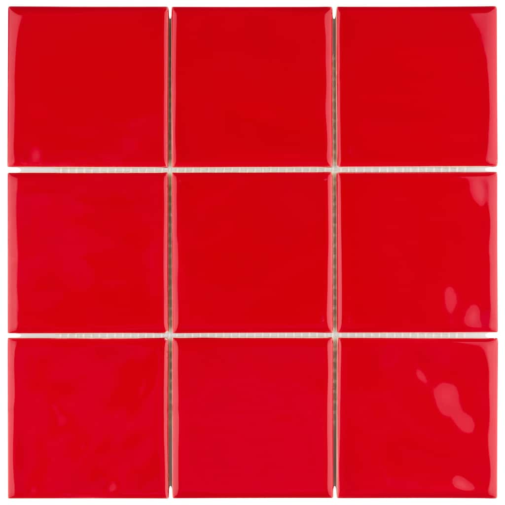 Merola Tile Twist Square Red Cherry 11-3/4" x 11-3/4" Ceramic Mosaic Wall Tile