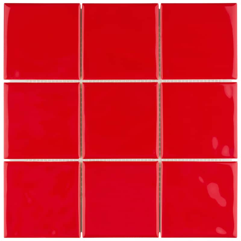 Merola Tile Twist Square Red Cherry 11-3/4" x 11-3/4" Ceramic Wall Tile