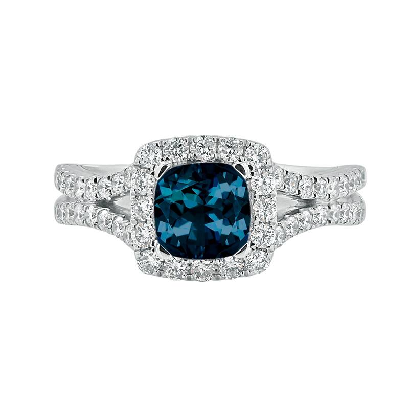 Auriya 9/10ct Cushion-cut London Blue Topaz Halo Diamond Engagement Ring 5/8ctw 14k Gold