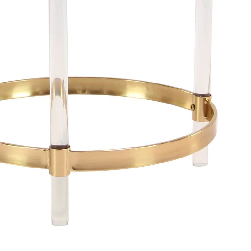 Acrylic Plastic Circular Accent Table with Mirrored Top and Acrylic Legs - Gold or Silver- Roche River Decor