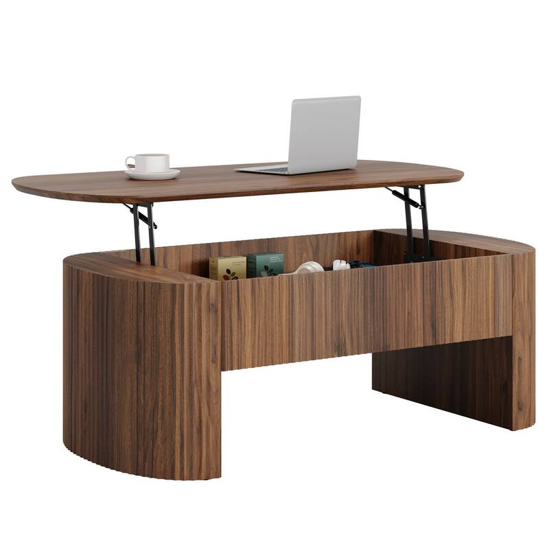 Rustic Coffee Table with Lift Top and Storage Shelf for Living Room