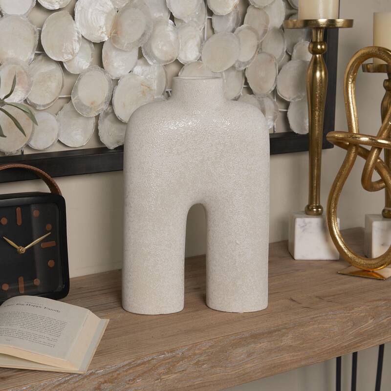 Ceramic Abstract Rounded Arched Decorative Vase with Glossy Speckles - Black or White - Roche River Decor