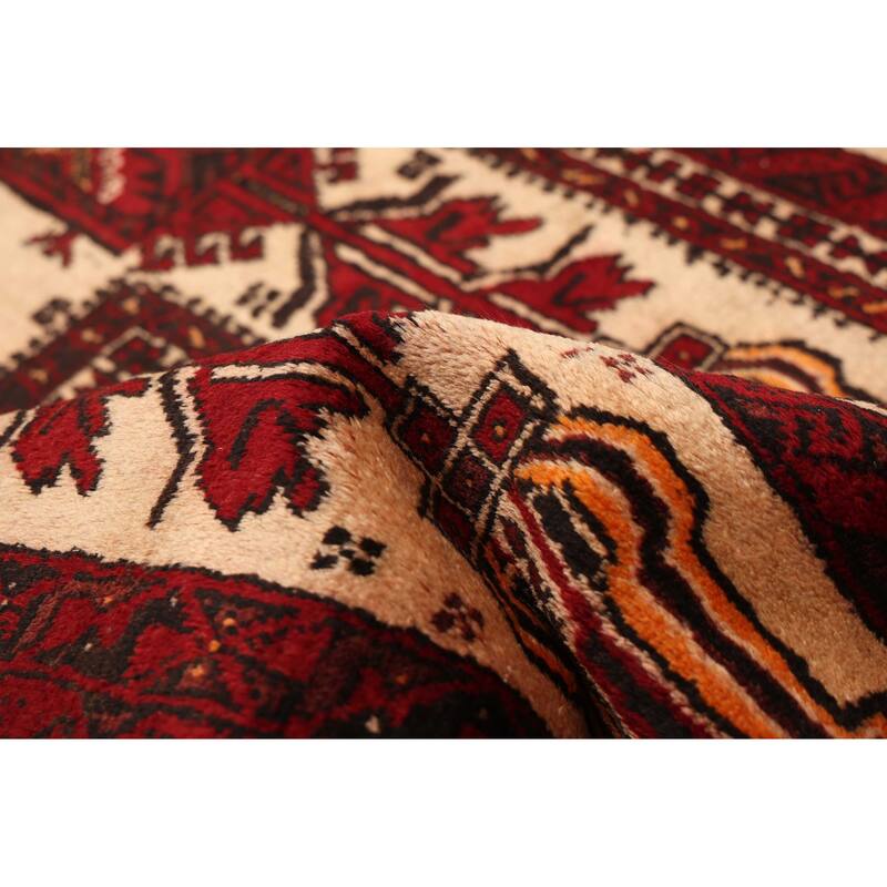 ECARPETGALLERY Hand-knotted Teimani Beige, Red Wool Rug - 2'10 x 6'3