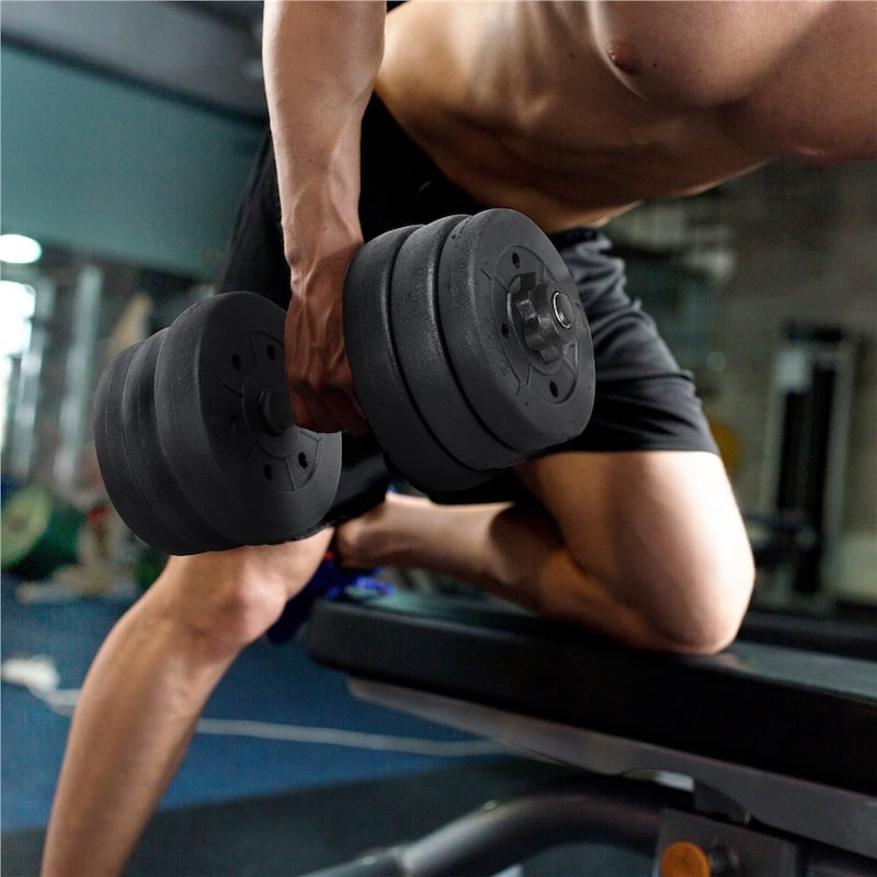 Yaheetech 44 LB Adjustable Dumbbell Weight Set Body Building Training - Black