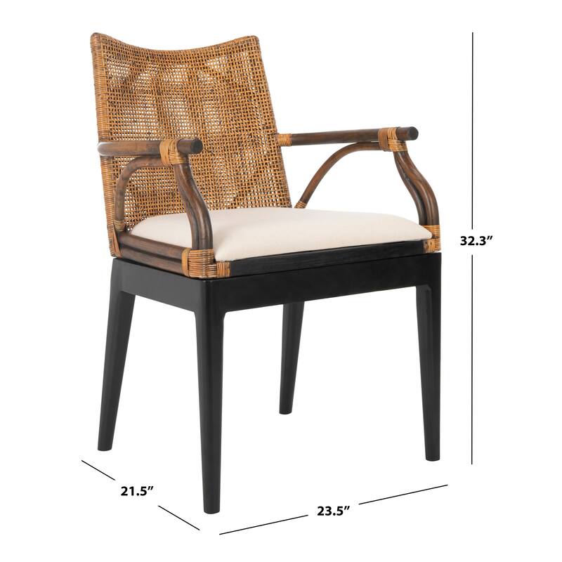 SAFAVIEH Gianni Tropical Coastal Cushion Arm Chair - 21.5" W x 23.5" L x 32.3" H