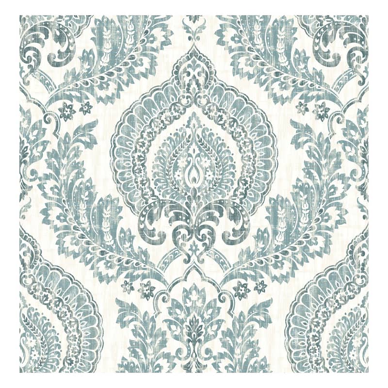 NuWallpaper Kensington Damask Blue Peel & Stick Wallpaper - 216in x 20.5in x 0.025in