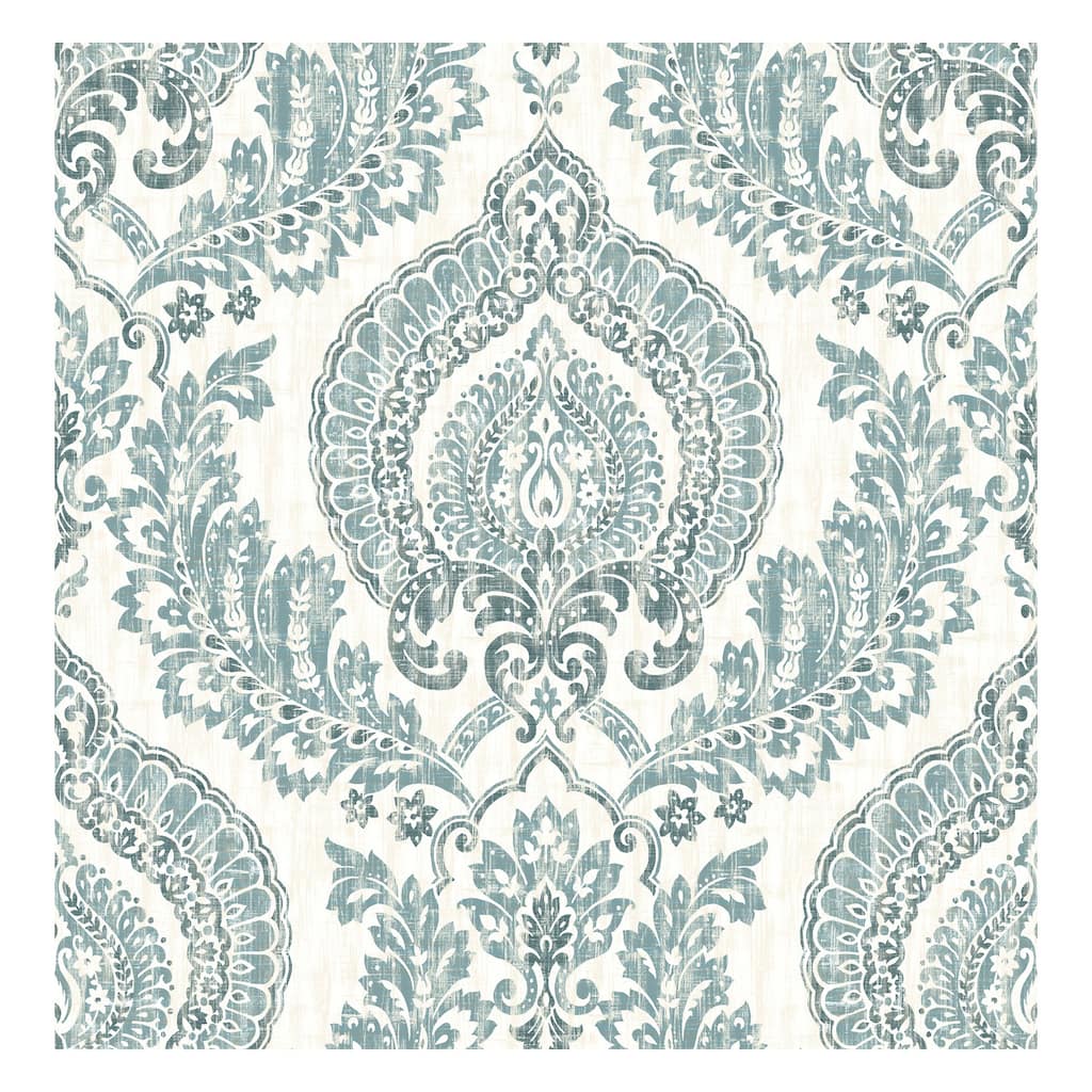 NuWallpaper Kensington Damask Blue Peel & Stick Wallpaper - 216in x 20.5in x 0.025in