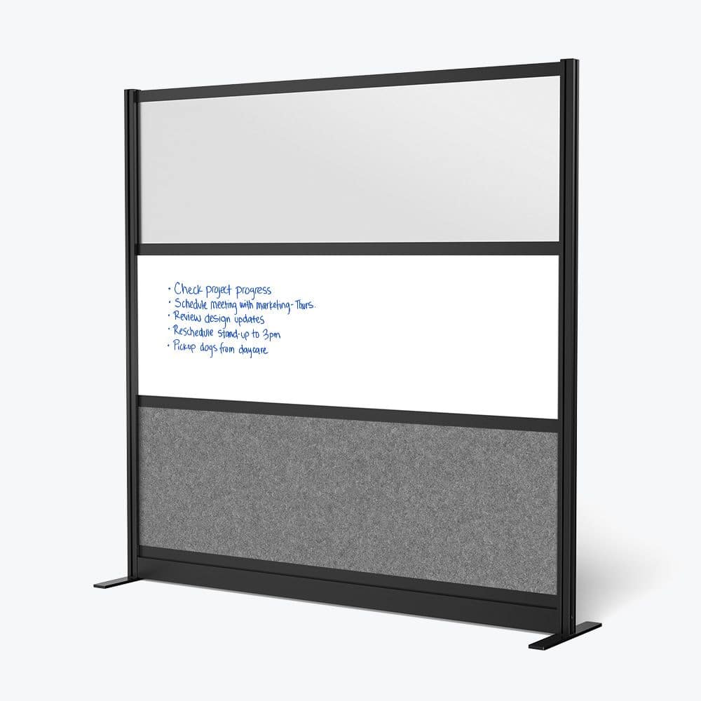 Modular Wall Room Divider System - Black Frame - 70" x 70" Starter Wall - Wide Paneling