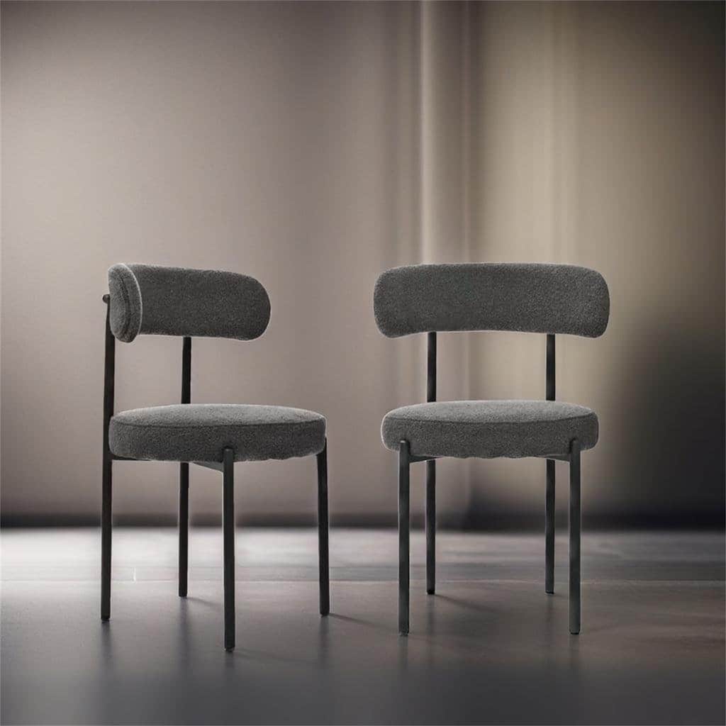 Mid-Century Modern Curved Backrest Chair Set of 2
