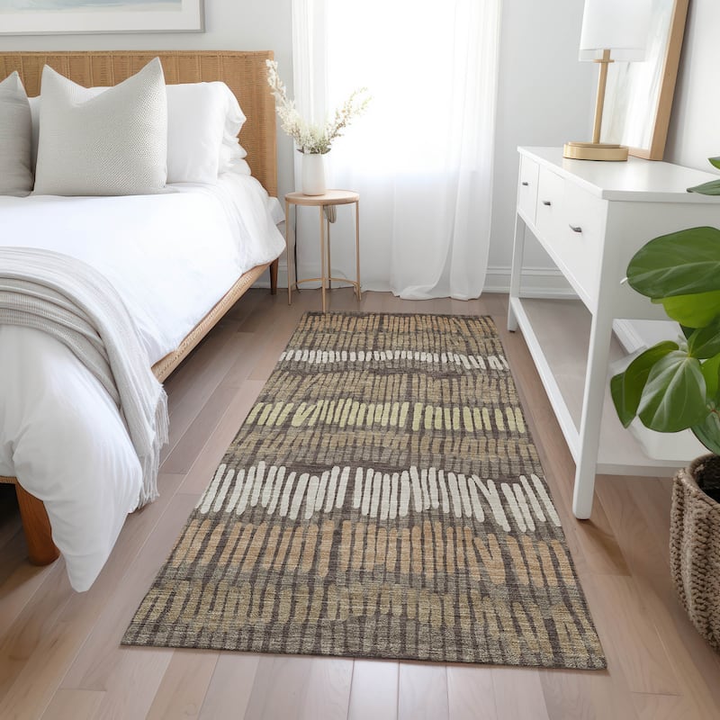 Machine Washable Indoor/ Outdoor Chantille Abstract Stripe Rug