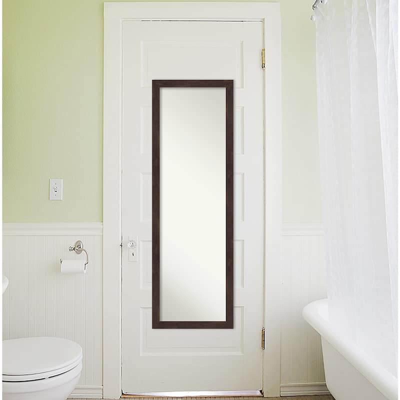Non-Beveled Wood Full Length On The Door Mirror 50.5 x 16.5 in. - Fresco Frame - 17 x 51 in