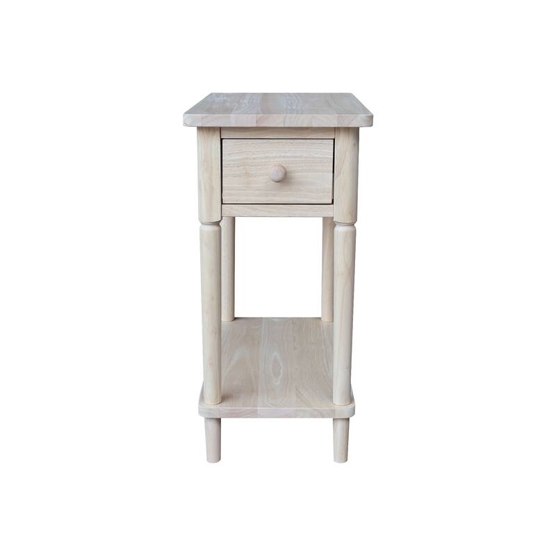 Narrow Solid Wood Side Table with Drawer