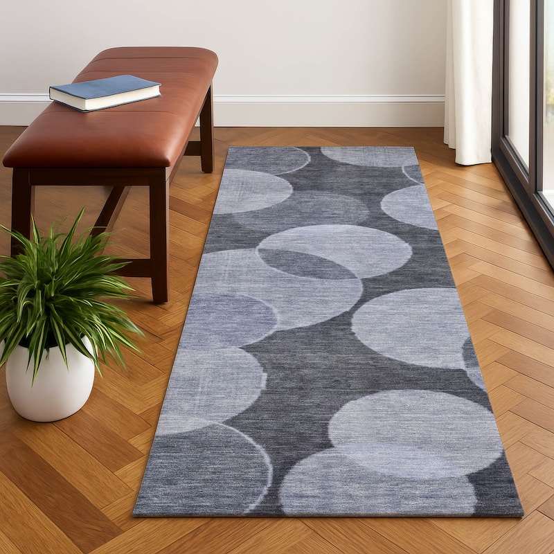 Premium Washable Super Soft Contemporary Bubbles Mayfield Rug - Denim - 2'3" x 7'6"