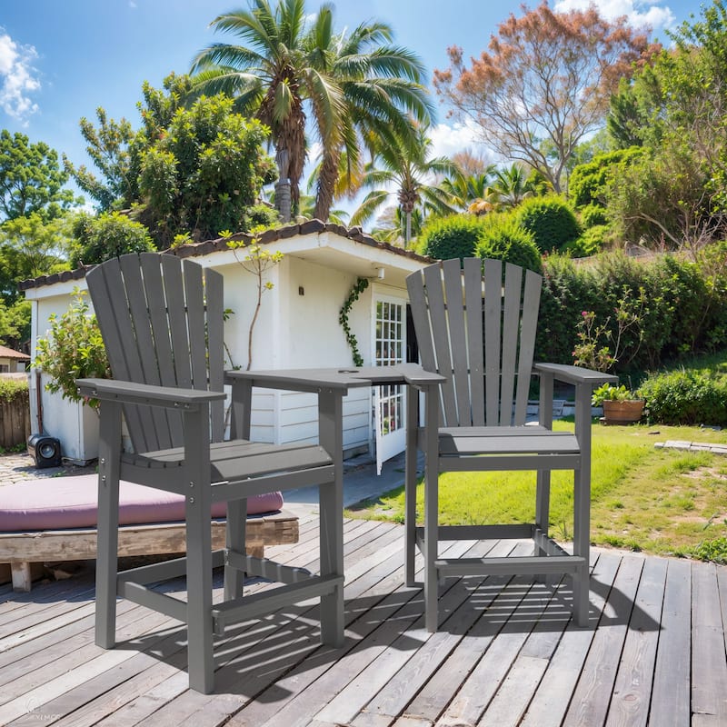 Modern Outdoor Bar Stools Set of 2 or 4 - with Ergonomic Adirondack Design, Durable HDPE Construction & Weather-Resistant