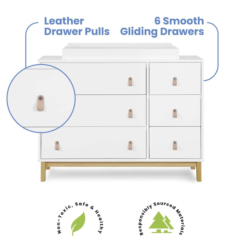 Legacy 6 Drawer Dresser with Leather Pulls and Interlocking Drawers