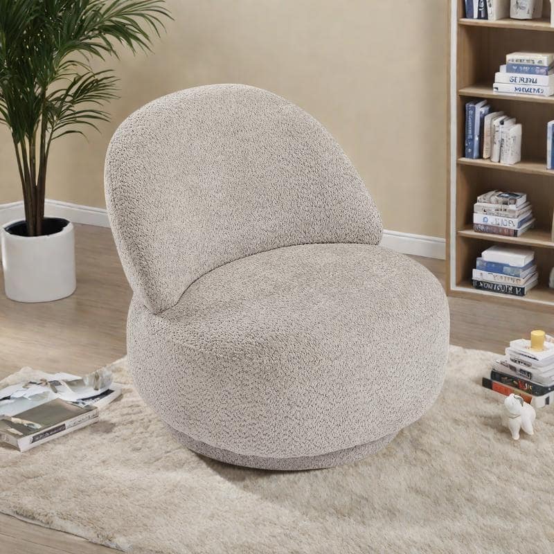 Fabric Swivel Accent Chair with 360° Rotation Metal Frame (260lb Capacity)