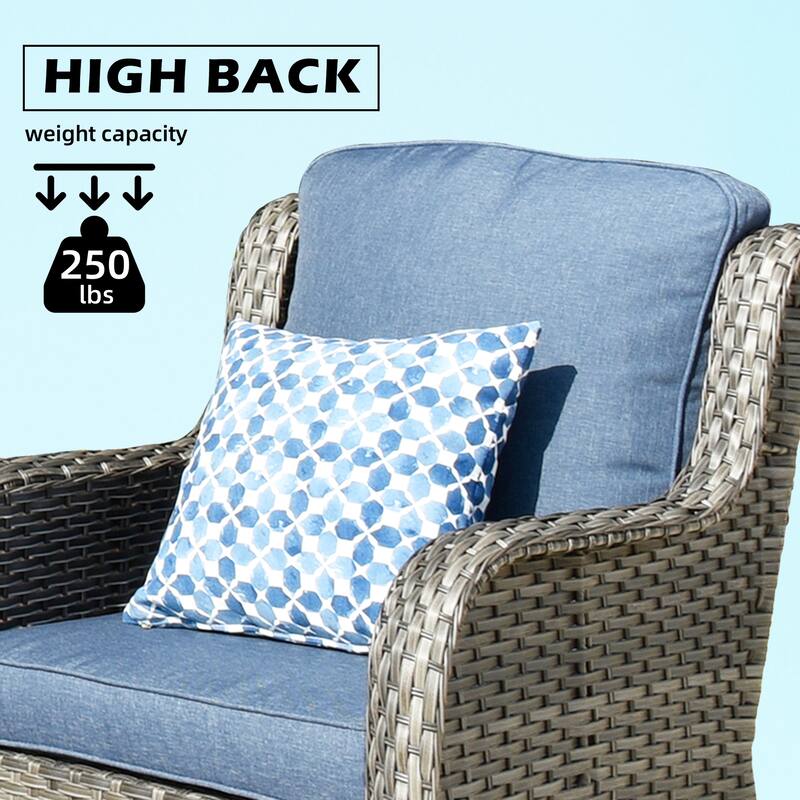 OVIOS 7-piece Patio Swivel Chair Set with 42" Fire Table