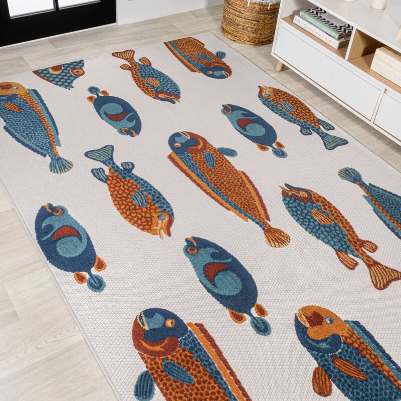 JONATHAN Y Aranciata Modern Fish High-Low Indoor/Outdoor Area Rug