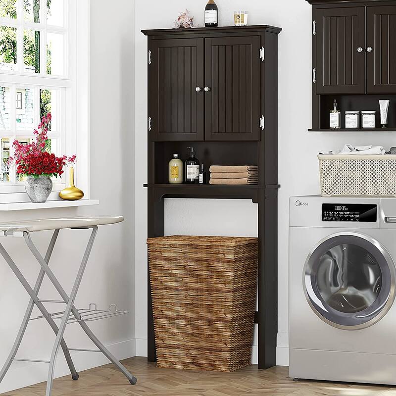 UTEX Bathroom Storage Over The Toilet, Bathroom Cabinet Organizer with Adjustable Shelves and Double Doors