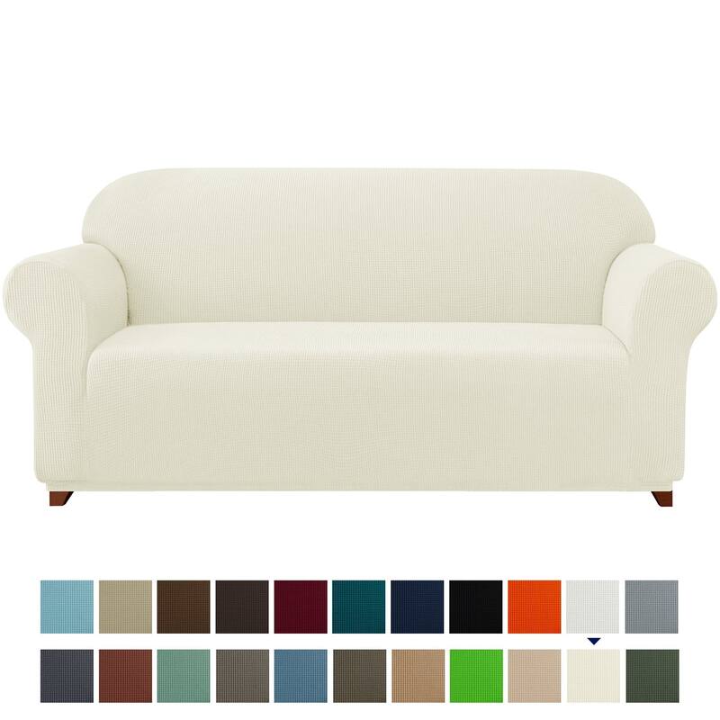 Subrtex 1-Piece Sofa Cover Stretch Soft Couch Loveseat Slipcover - Loveseat - Ivory